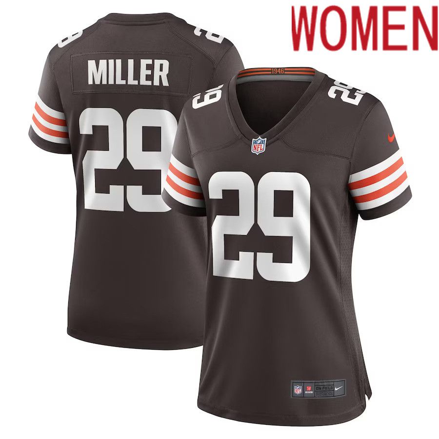 Women Cleveland Browns #29 Herb Miller Nike Brown Game Player NFL Jersey->women nfl jersey->Women Jersey